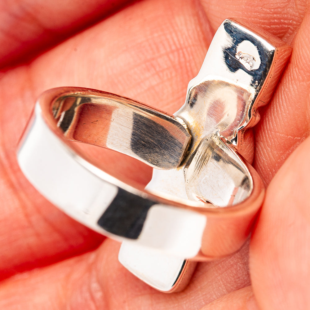 925 sterling silver band ring with smooth oval band and ornate open setting