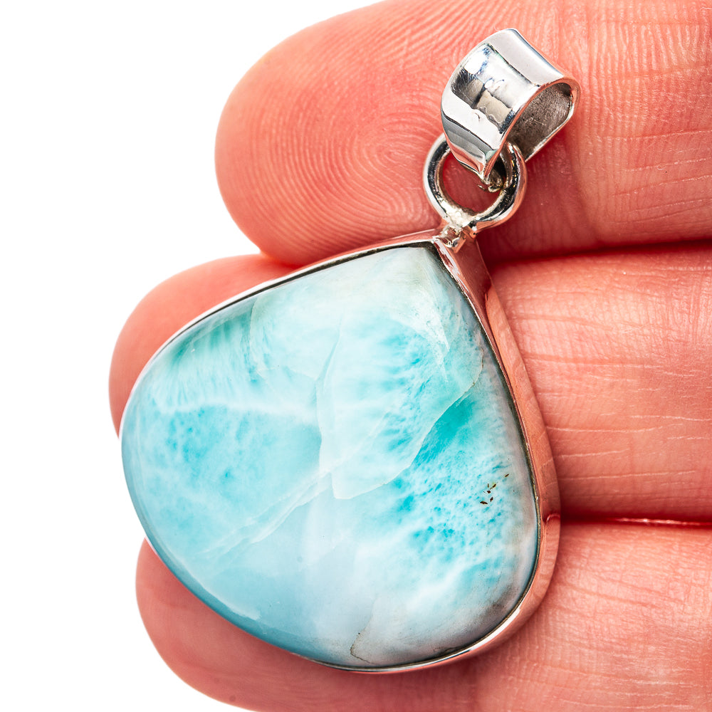 Premium Larimar Pendant 1 1/2" (.925 Sterling Silver)