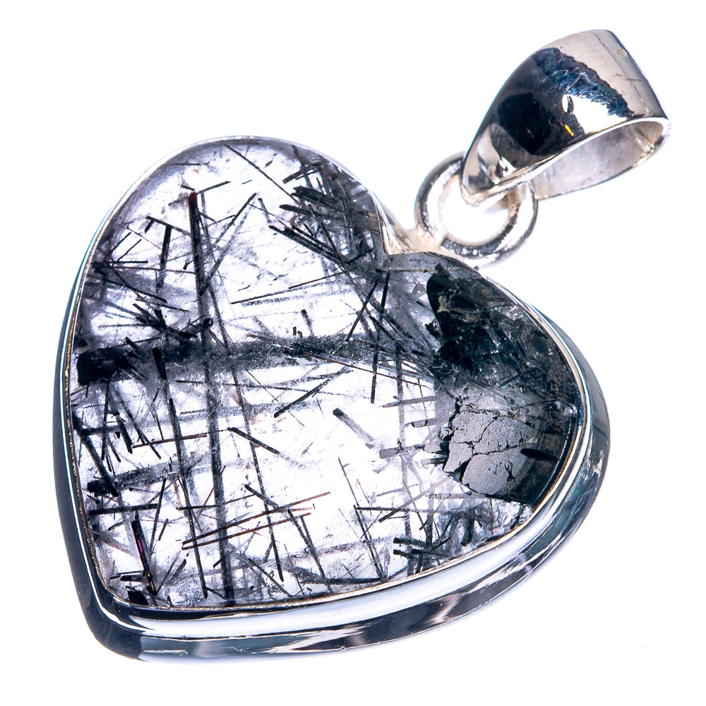 Tourmalinated Quartz 925 Sterling Silver Pendant 1 1/4"