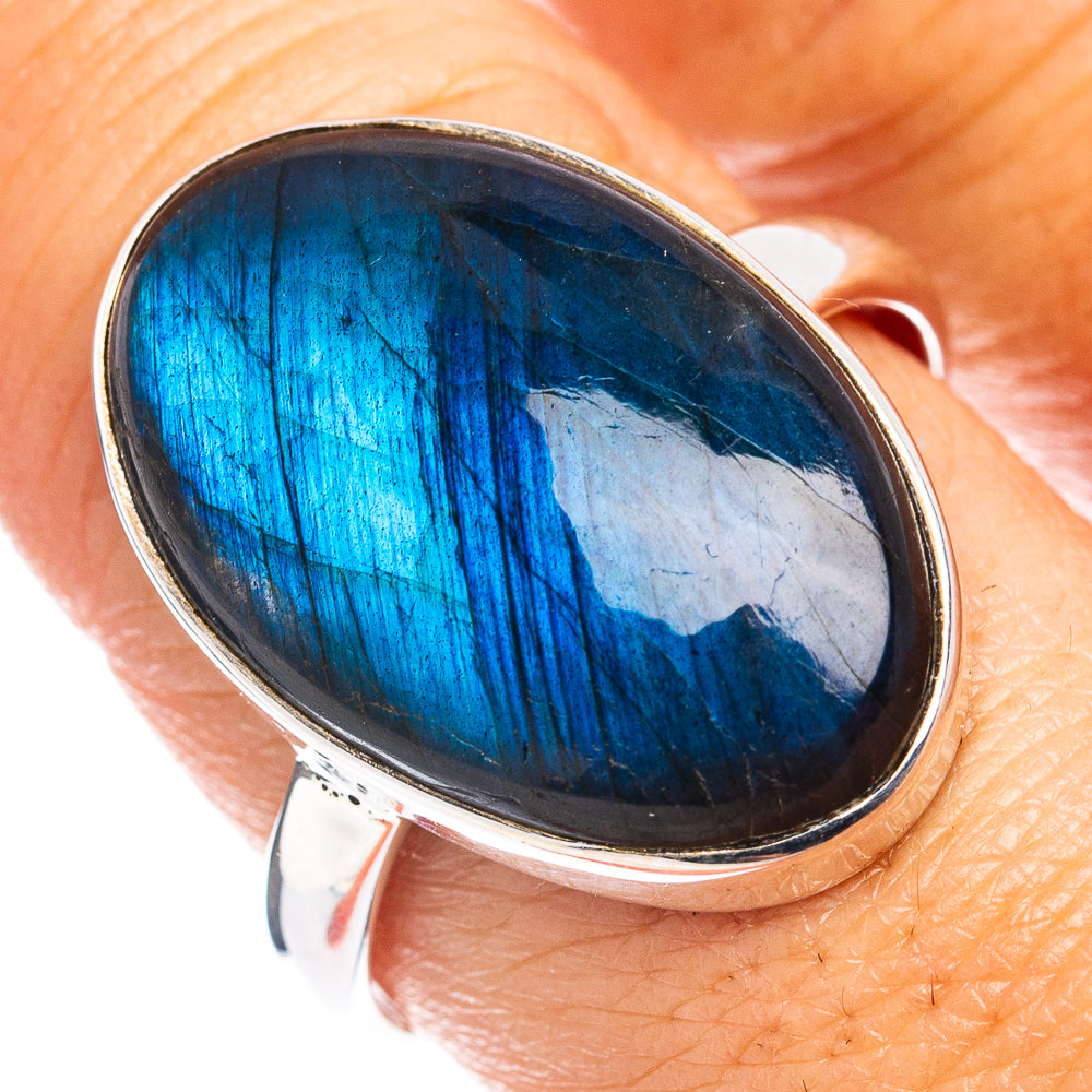 Premium Labradorite Ring Size 10 Adjustable (.925 Sterling Silver)