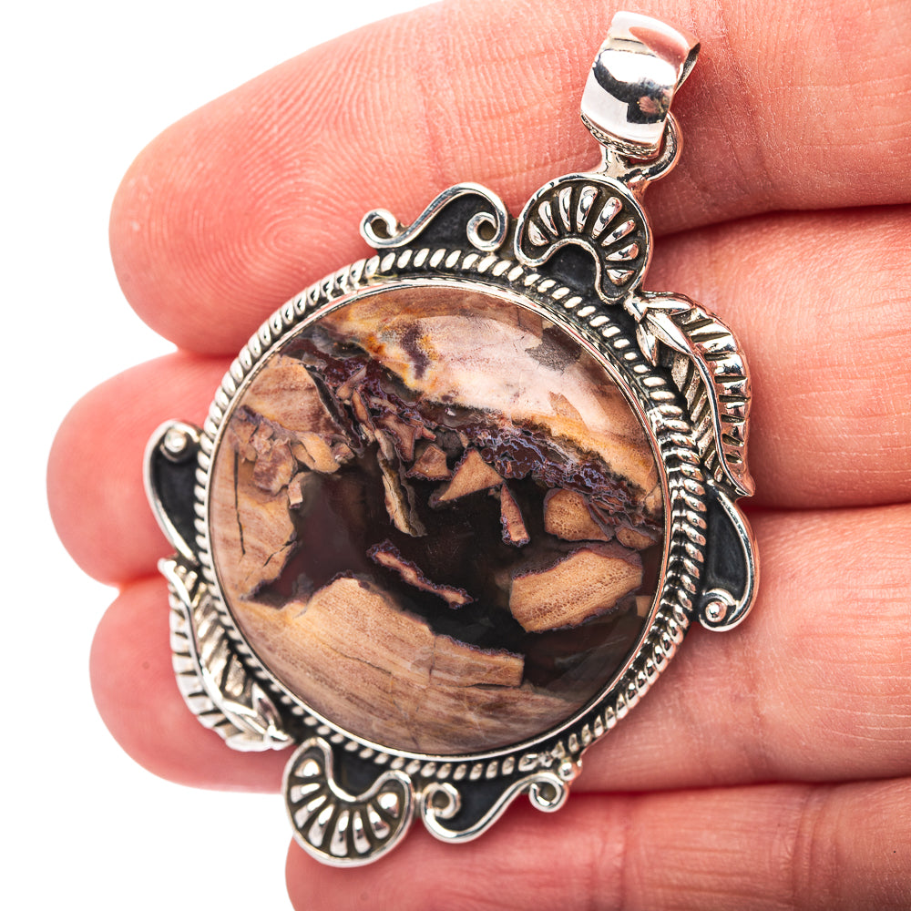 Premium Southwestern Style Butterfly Jasper Pendant 2 1/4" (.925 Sterling Silver)