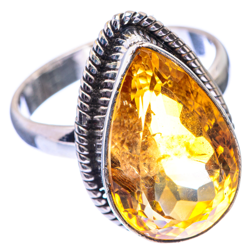 Faceted Citrine Ring Size 8.25 (925 Sterling Silver) R140614