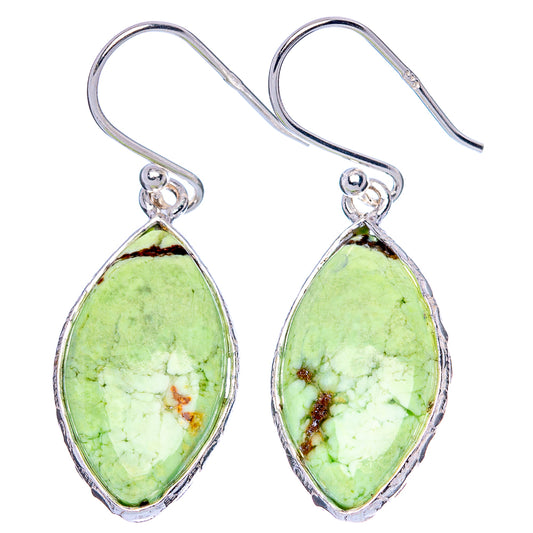 Lemon Chrysoprase 925 Sterling Silver Earrings 1 3/8" (925 Sterling Silver) E1944