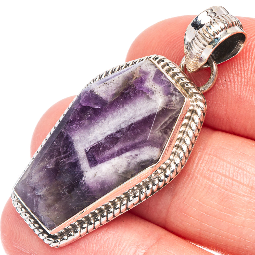Chevron Amethyst Pendant 1 5/8" (925 Sterling Silver) P44563