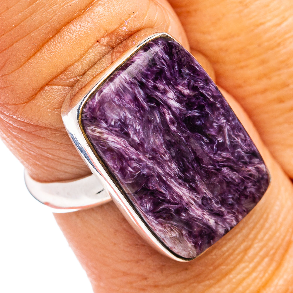 Premium Charoite Ring Size 7 Adjustable (.925 Sterling Silver)