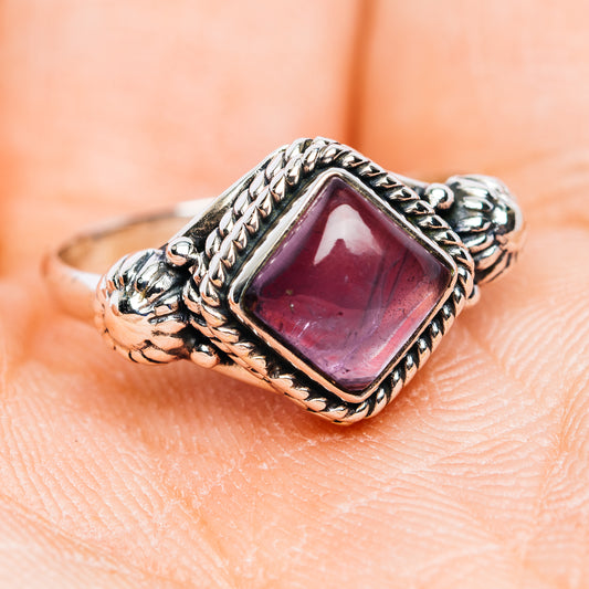 925 sterling silver amethyst ring, square purple stone with rope-textured band
