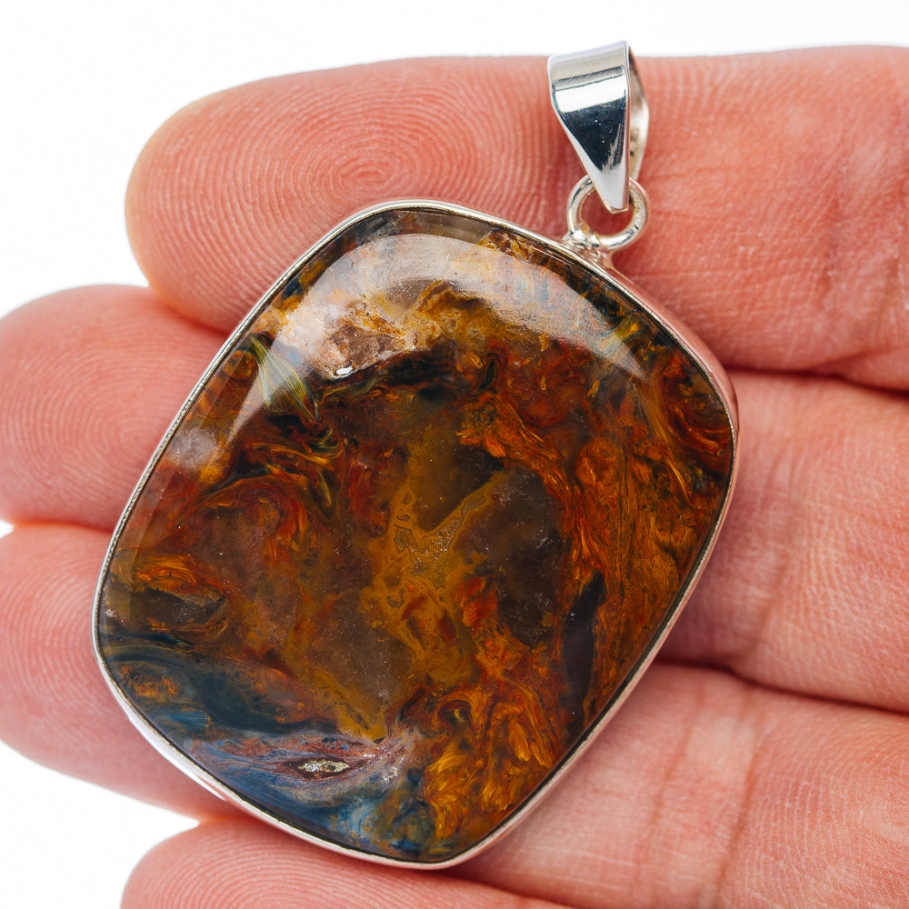 Premium Golden Pietersite Pendant 1 7/8" (.925 Sterling Silver)