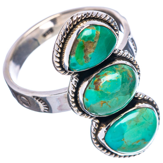 Turquoise triple oval ring, braided bezel design in 925 sterling silver band