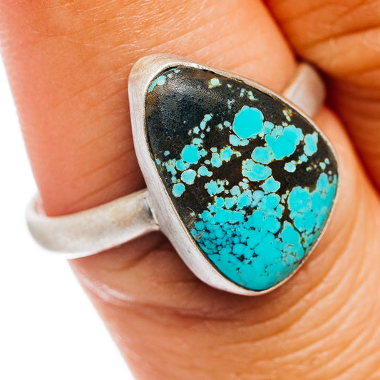 Number 8 Mine Turquoise Ring Size 7.75 (.925 Sterling Silver)
