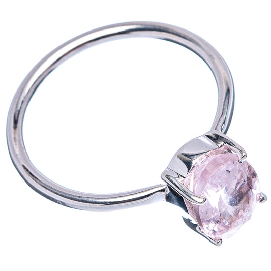 Sterling silver ring with oval pink morganite gemstone in four-prong setting