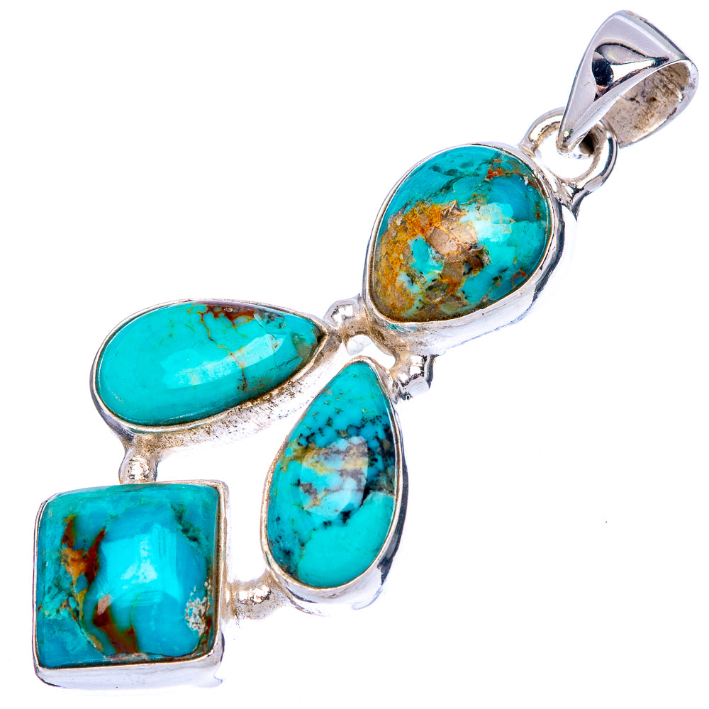 Sterling silver turquoise pendant with five mixed-shape cabochons and a top loop bail