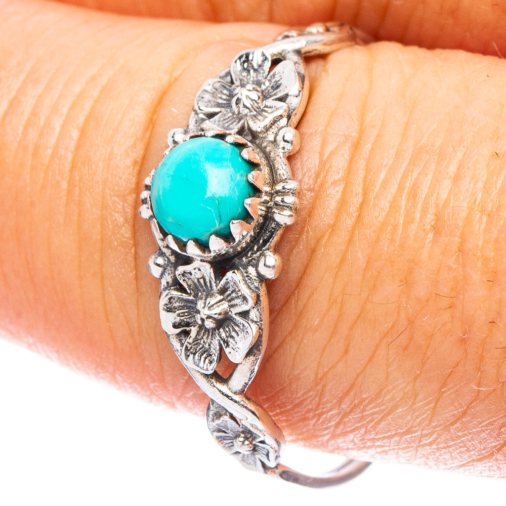 Value Arizona Turquoise Flower Ring Size 10 (925 Sterling Silver) R7210