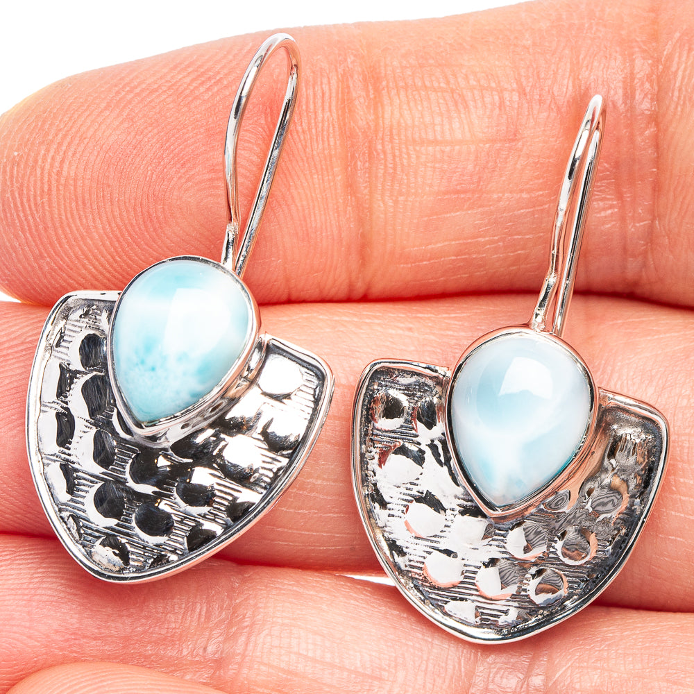 Larimar 925 Sterling Silver Premium Earrings 1 1/4" (925 Sterling Silver) E2247