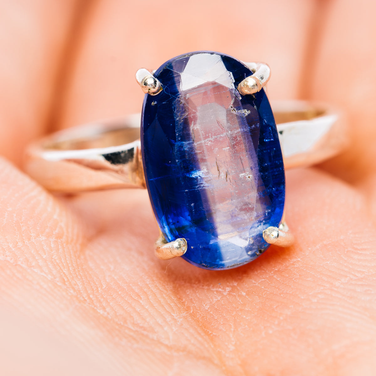 Faceted Kyanite Ring Size 7.75 (.925 Sterling Silver)