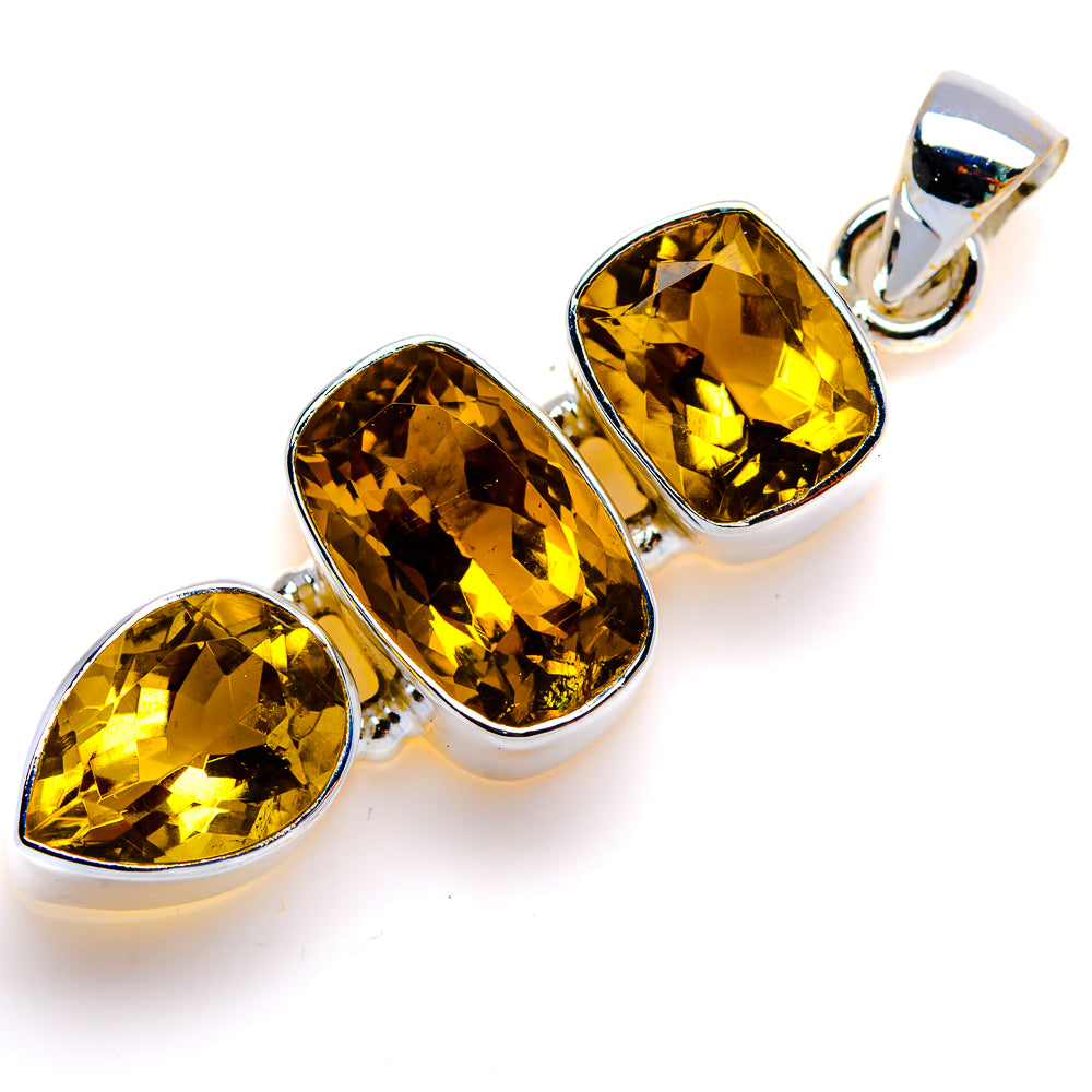 Faceted Citrine Pendant 1 3/4" (925 Sterling Silver) PD38084