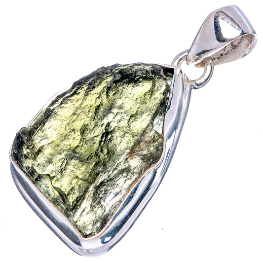 Rare Moldavite Pendant 1 3/8" (925 Sterling Silver) P43376