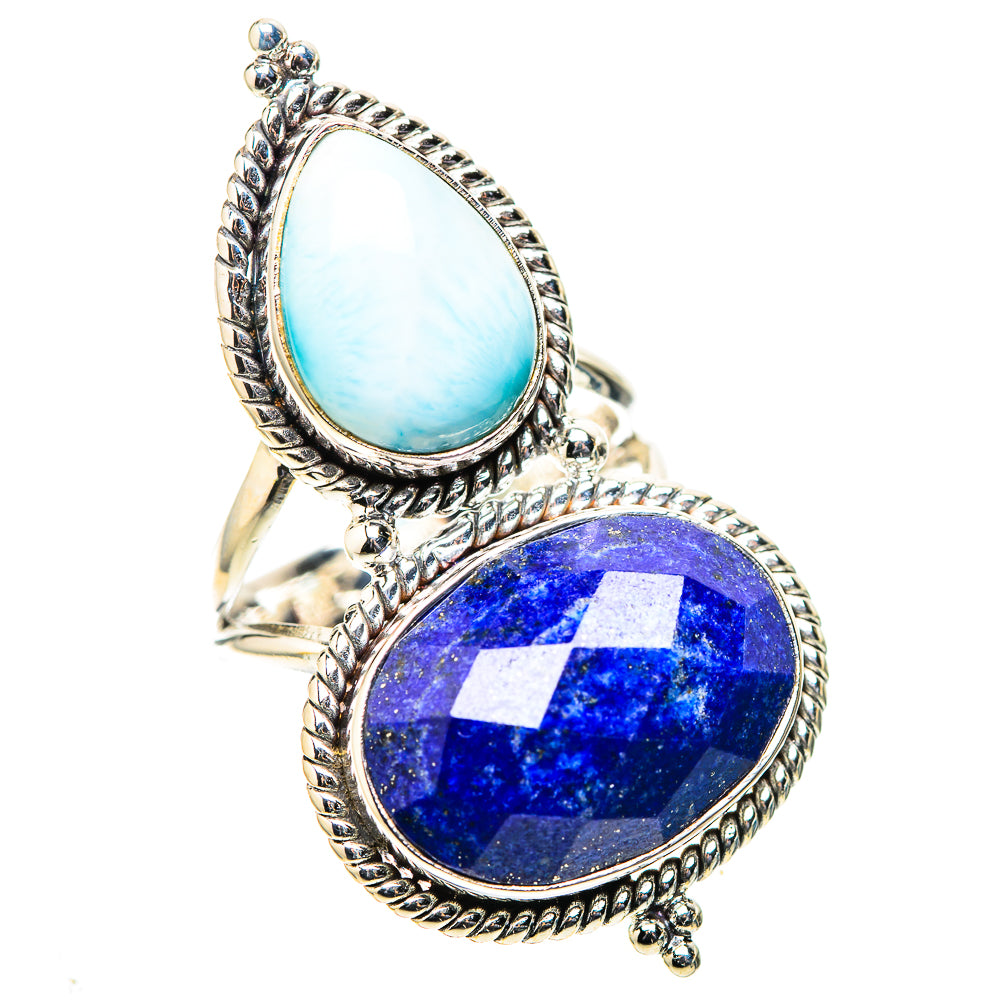 Large Lapis Lazuli, Larimar Ring Size 7.25 (925 Sterling Silver) RING138651