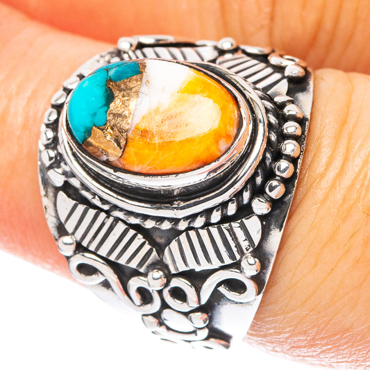 Spiny Oyster Turquoise Ring Size 7 (925 Sterling Silver) R4691