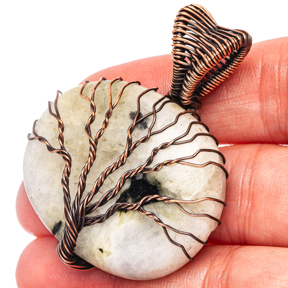 White Quartz Tree of Life Pendant 1 7/8" (Oxidized Copper)