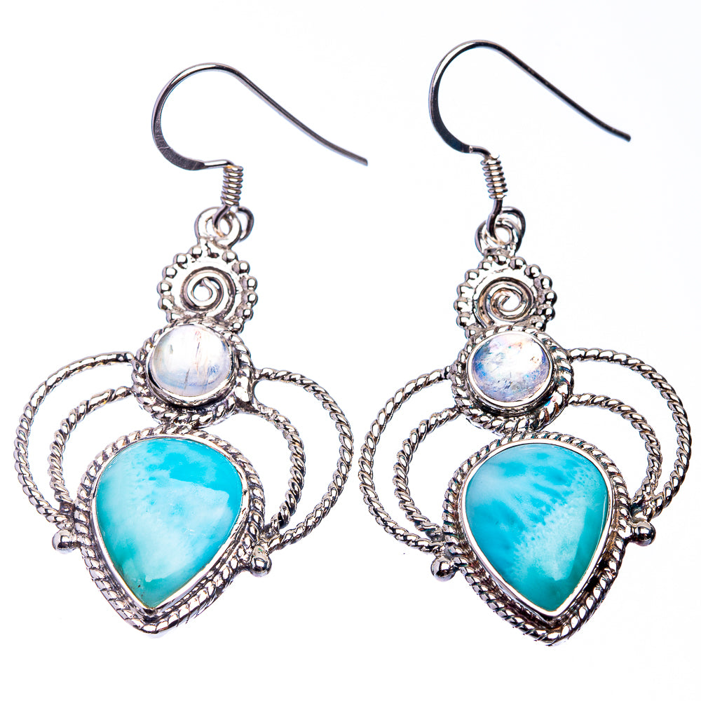 925 sterling silver chandelier earrings with round and teardrop moonstone-style gems