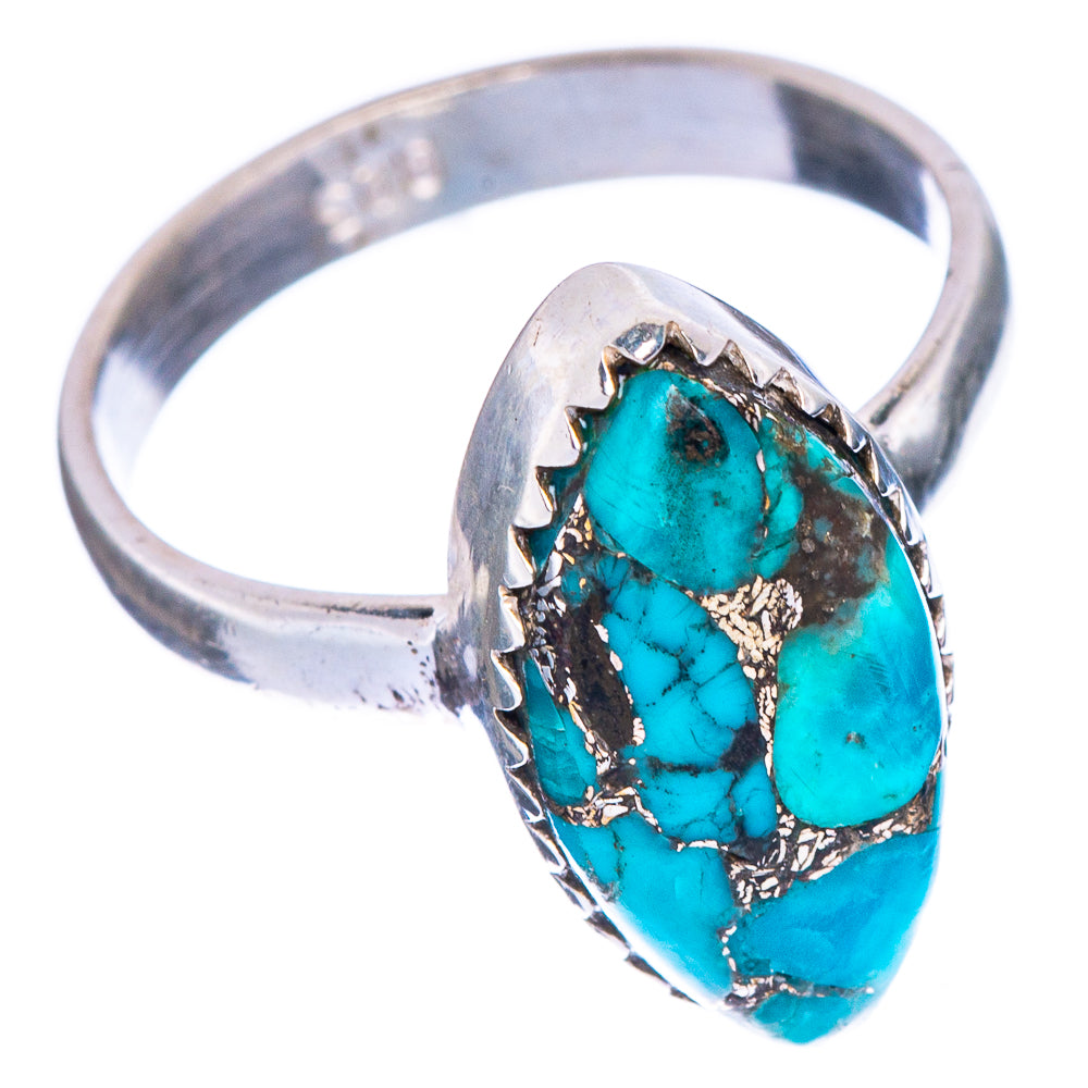 Blue Copper Composite Turquoise Ring Size 6.25 (925 Sterling Silver) R1036