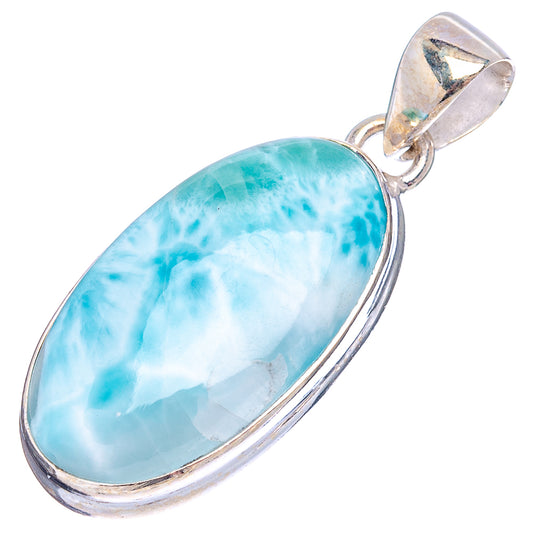 925 sterling silver larimar pendant with oval blue-green stone and round bail