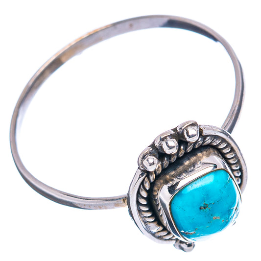 Turquoise oval cabochon dainty ring in .925 sterling silver, ornate scalloped setting