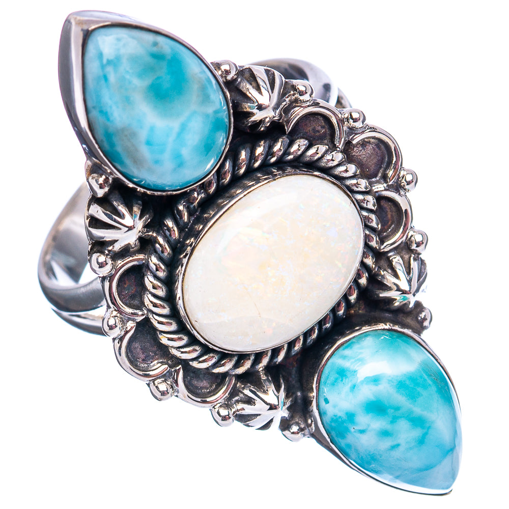 Premium Larimar, Opal Ring Size 10 (.925 Sterling Silver)