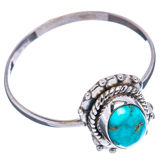 Turquoise oval cabochon sterling silver ring with twisted rope bezel, side view
