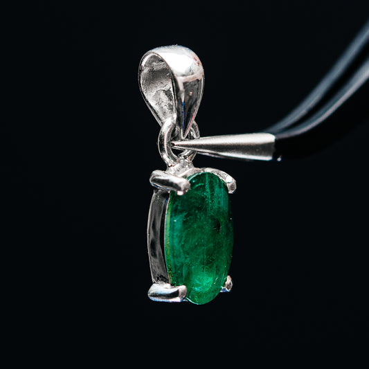 Premium Faceted Zambian Emerald Pendant 3/4" (.925 Sterling Silver)