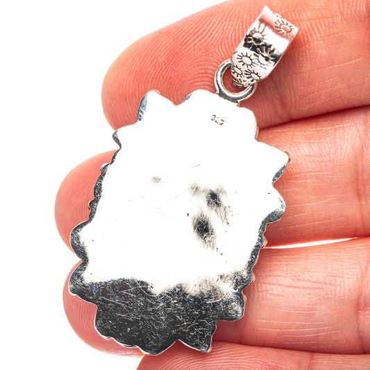 Exclusive Southwestern Style Hubei Turquoise Pendant 1 7/8" (.925 Sterling Silver)