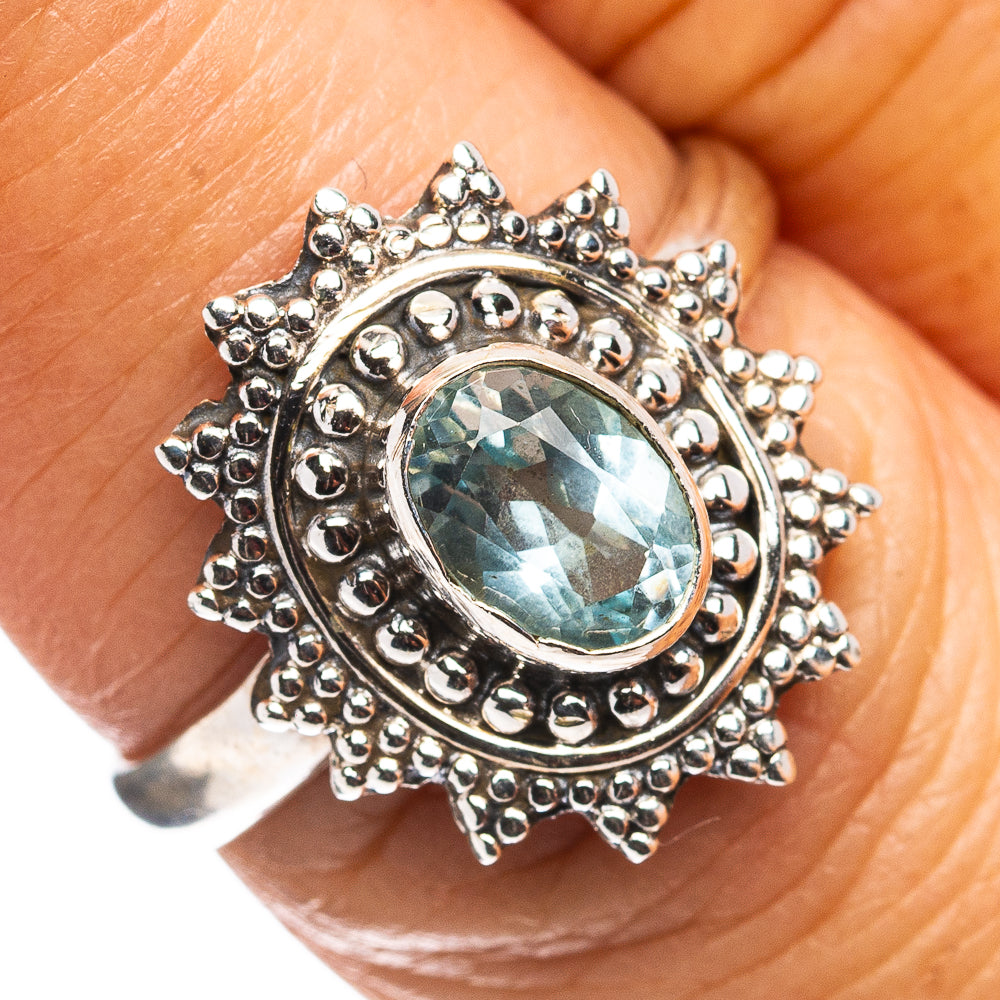Blue Topaz Ring Size 7.5 (.925 Sterling Silver)