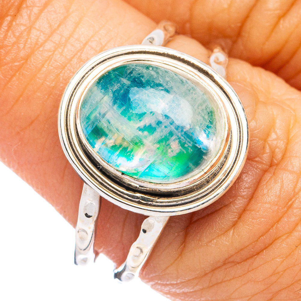 Rainbow Moonstone Ring Size 7.5 (925 Sterling Silver) R8227
