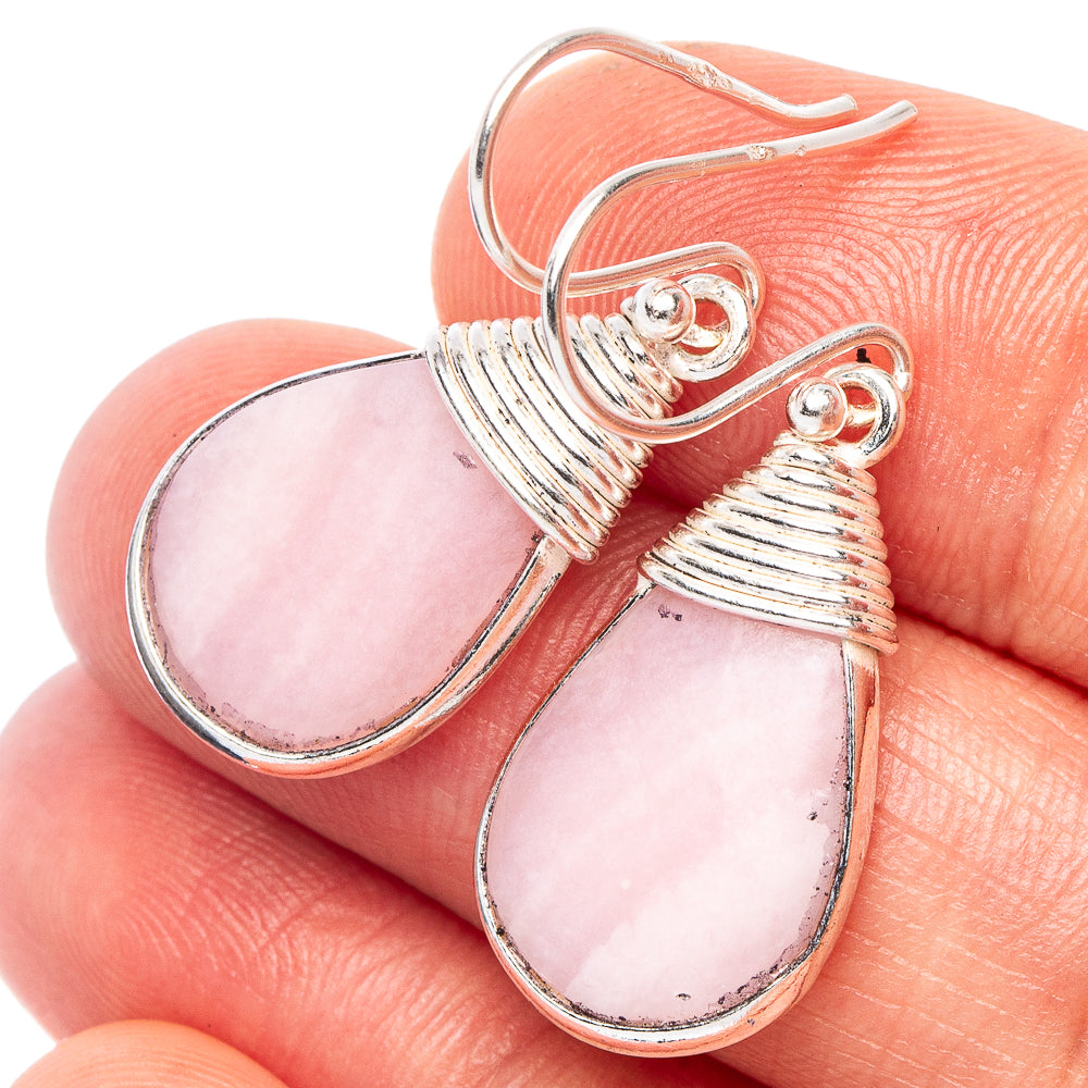 Pink Opal Earrings 1 3/8" (925 Sterling Silver) E2304