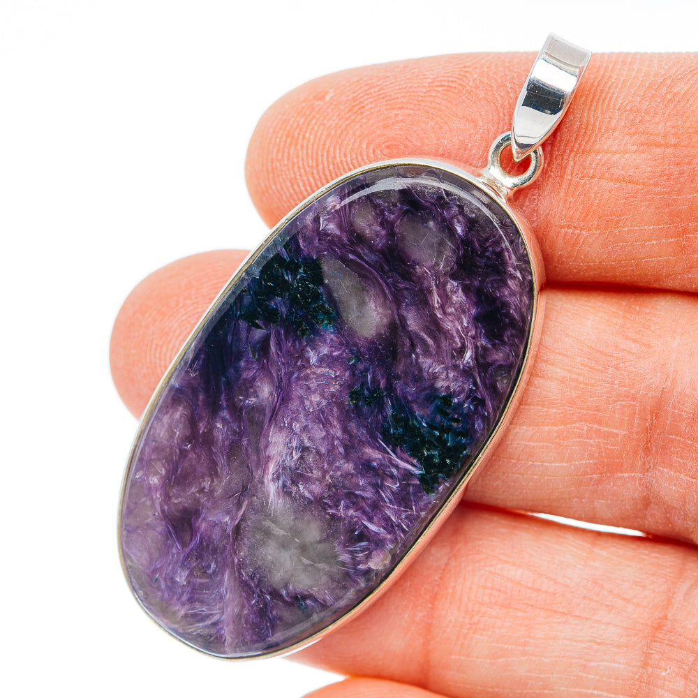 Premium Charoite Pendant 2" (.925 Sterling Silver)