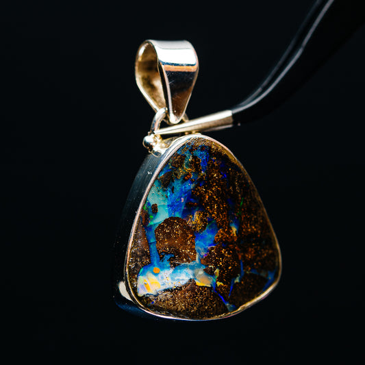 Premium Australian Boulder Opal Pendant 1 3/8" (.925 Sterling Silver)