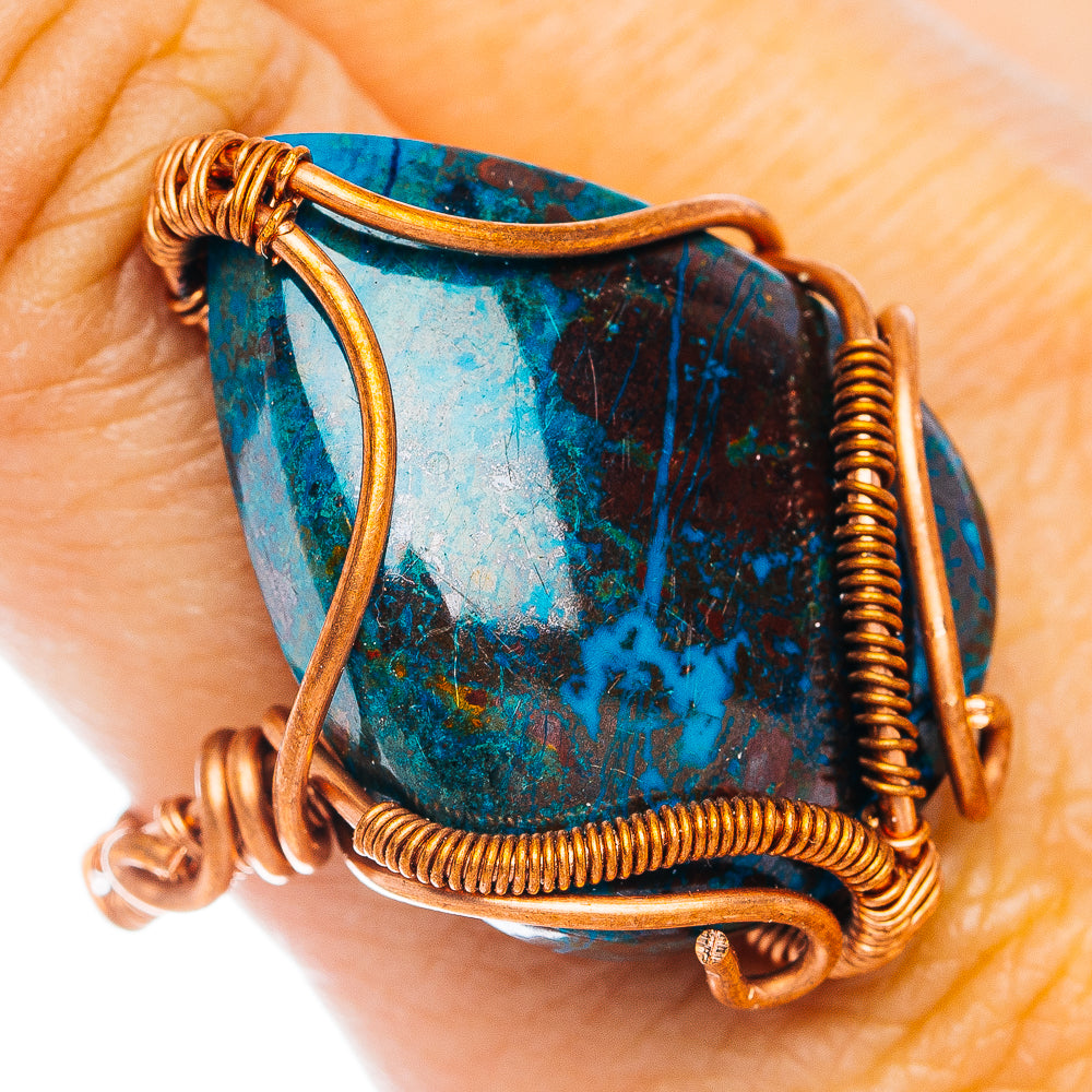 Shattuckite Wire Wrap Ring Size 10 (Copper)