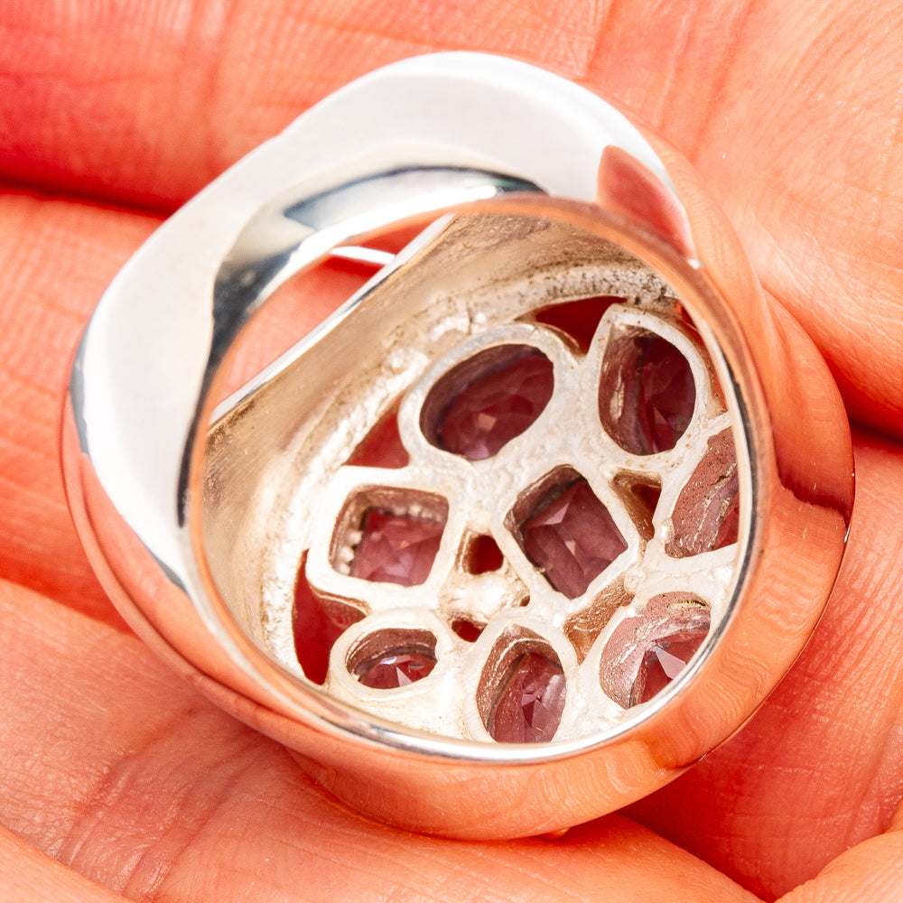 Premium Faceted Multi-Gem Amethyst Ring Size 6.75 (.925 Sterling Silver)