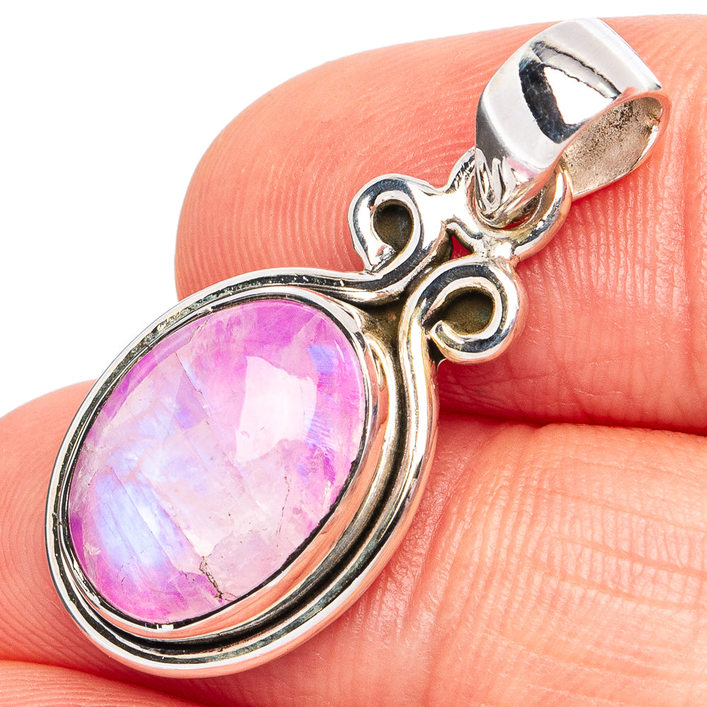 Pink Moonstone Pendant 1 1/4" (925 Sterling Silver) P45093