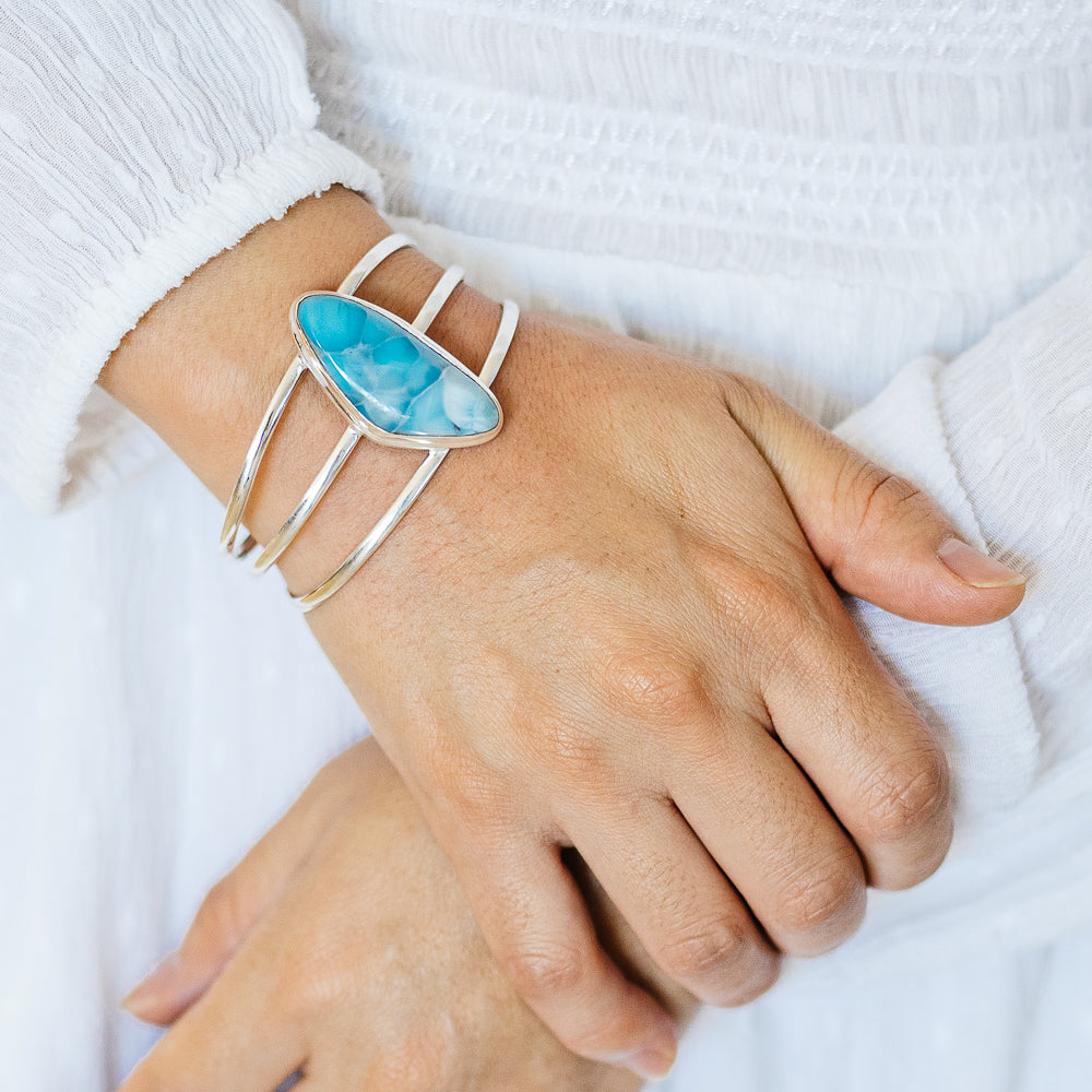 Larimar Cuff Bracelet (925 Sterling Silver) BR90288