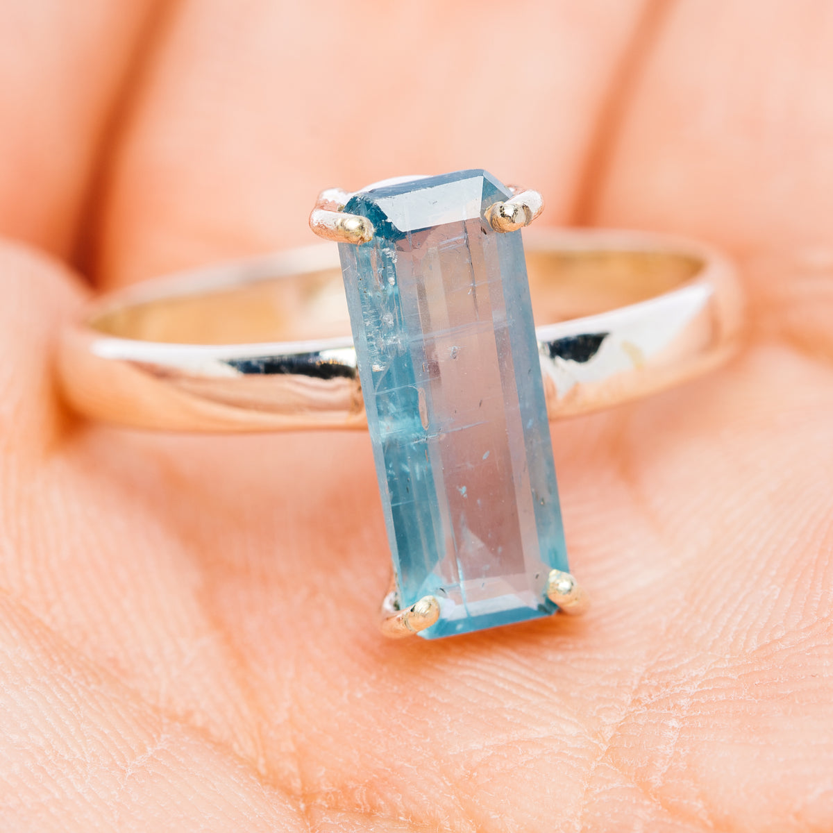 Faceted Paraiba Kyanite Ring Size 9.5 (.925 Sterling Silver)