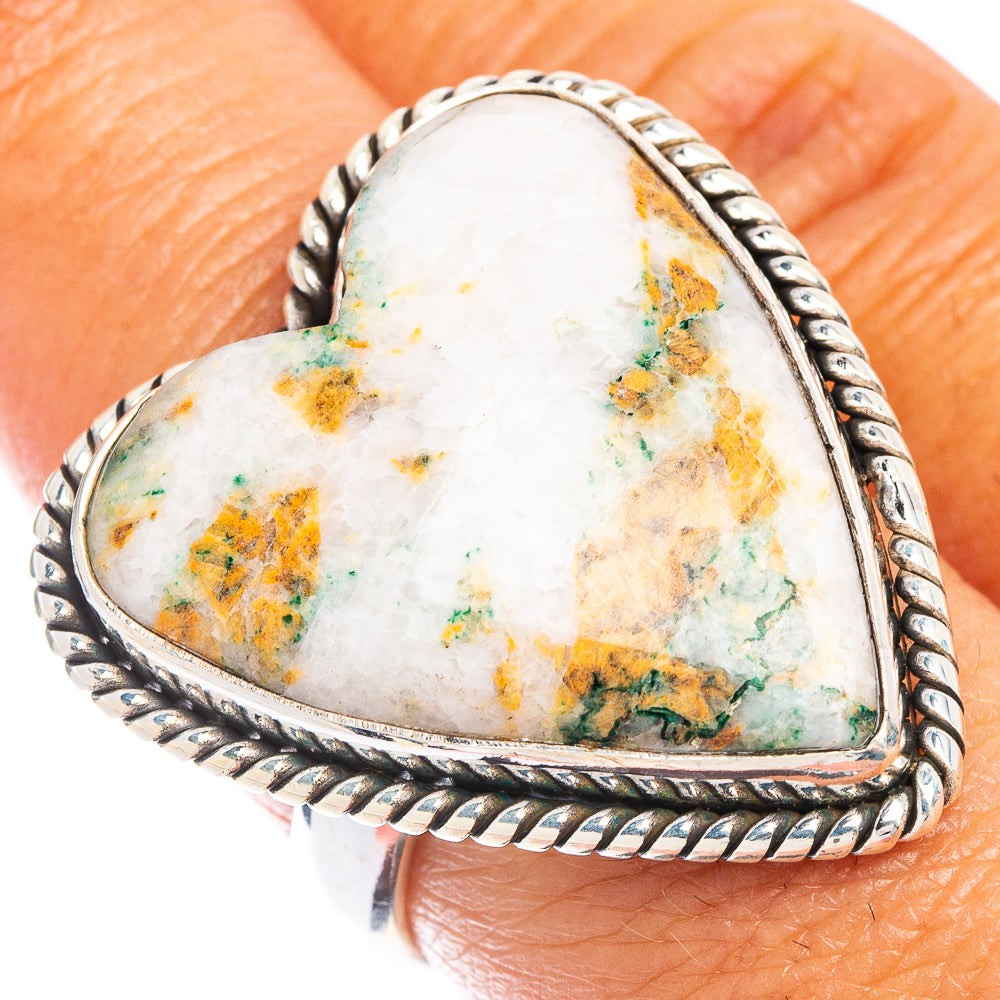 Large Ocean Jasper Heart Ring Size 7.75 (925 Sterling Silver) R7136
