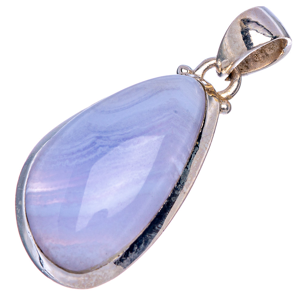 Blue Lace Agate Pendant 1 1/2" (925 Sterling Silver) P40488