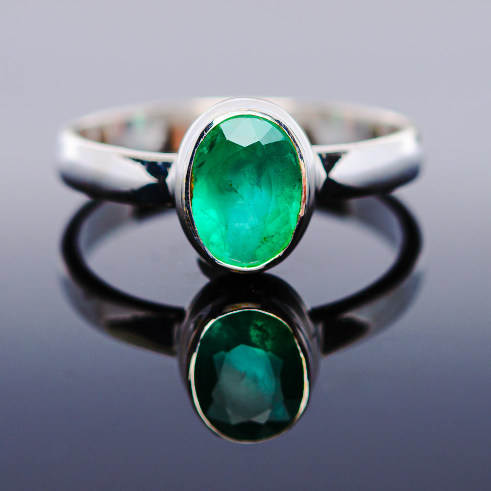 1ct Premium Zambian Emerald Ring Size 6.25 (.925 Sterling Silver)