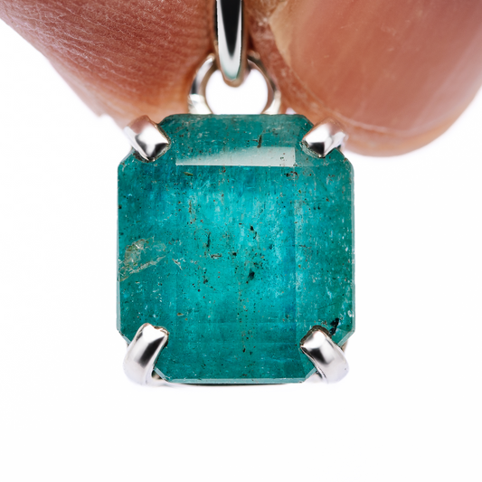 16ct Zambian Emerald Pendant 7/8" (.925 Sterling Silver)