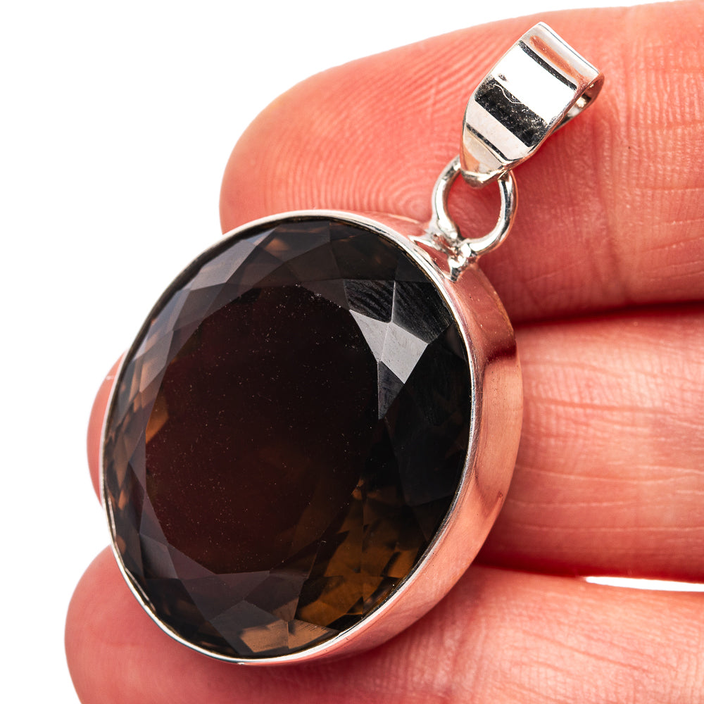 Premium Smoky Quartz Pendant 1 1/2" (.925 Sterling Silver)
