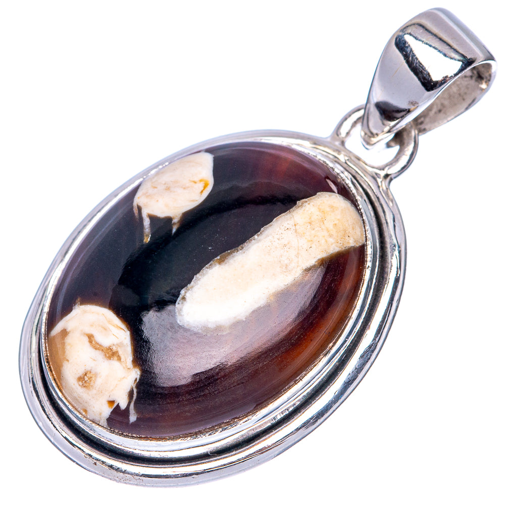 Peanut Wood Jasper Pendant 1 3/8" (925 Sterling Silver) P41406