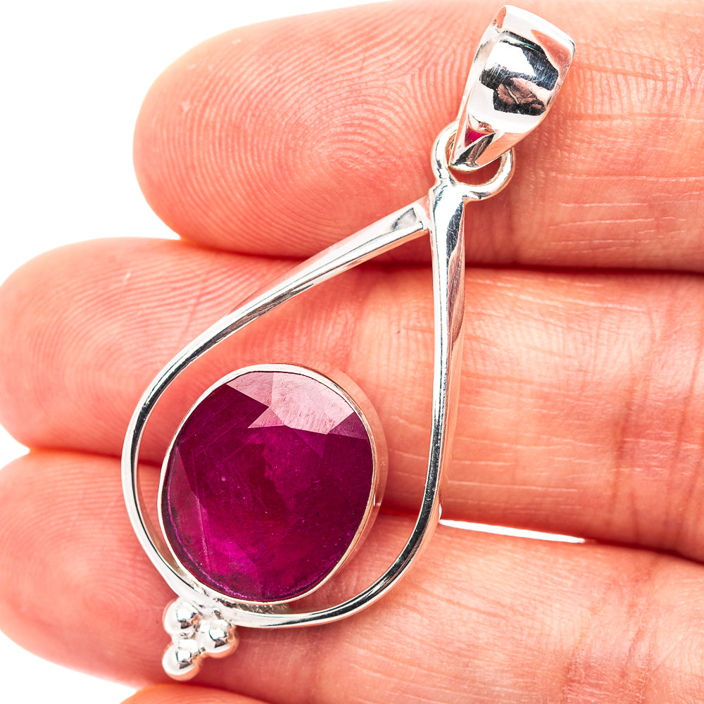 Premium Burmese Glass Filled Ruby Pendant 1 3/4" (.925 Sterling Silver)