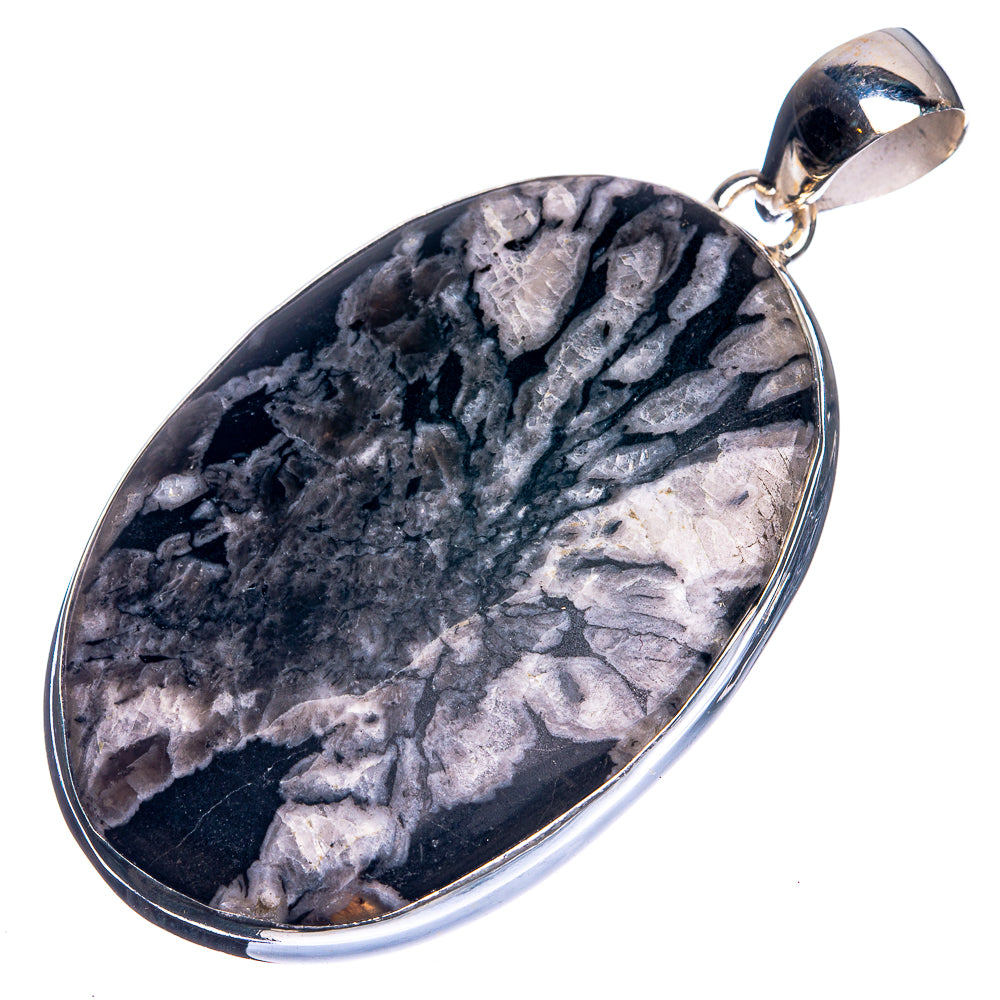 Large Chrysanthemum Stone 925 Sterling Silver Pendant 2 3/8"