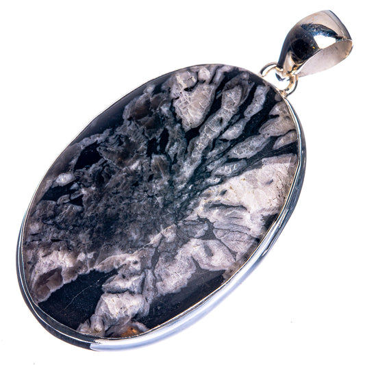 Large Chrysanthemum Stone 925 Sterling Silver Pendant 2 3/8"